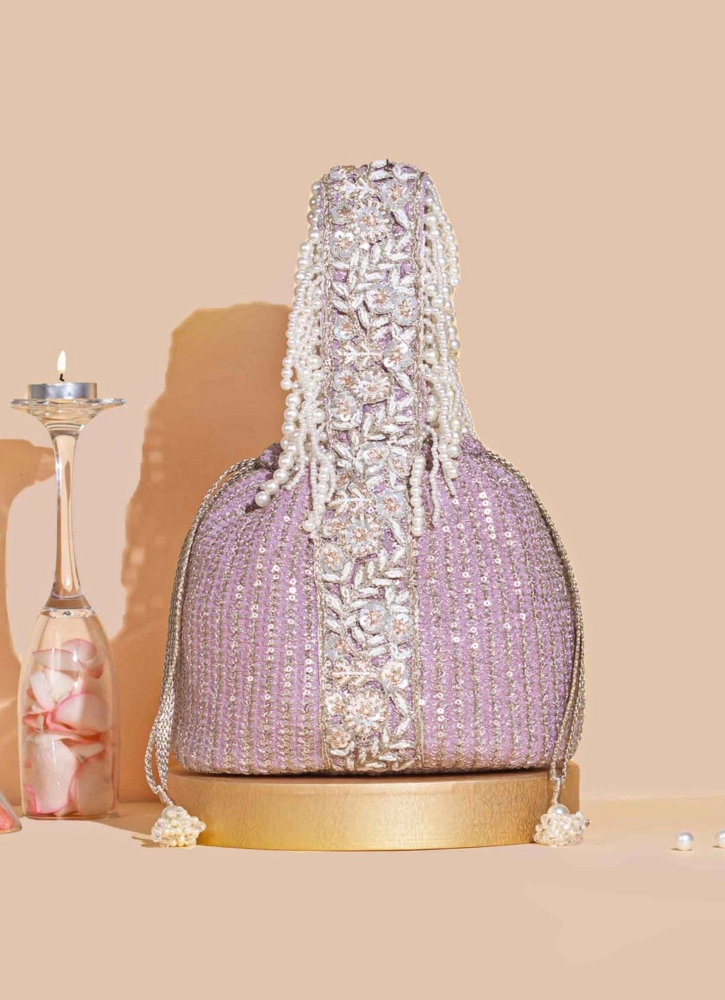 Lilac Embellished Bucket Bag