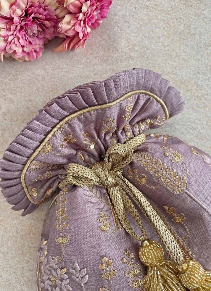Lilac Embroidered Potli