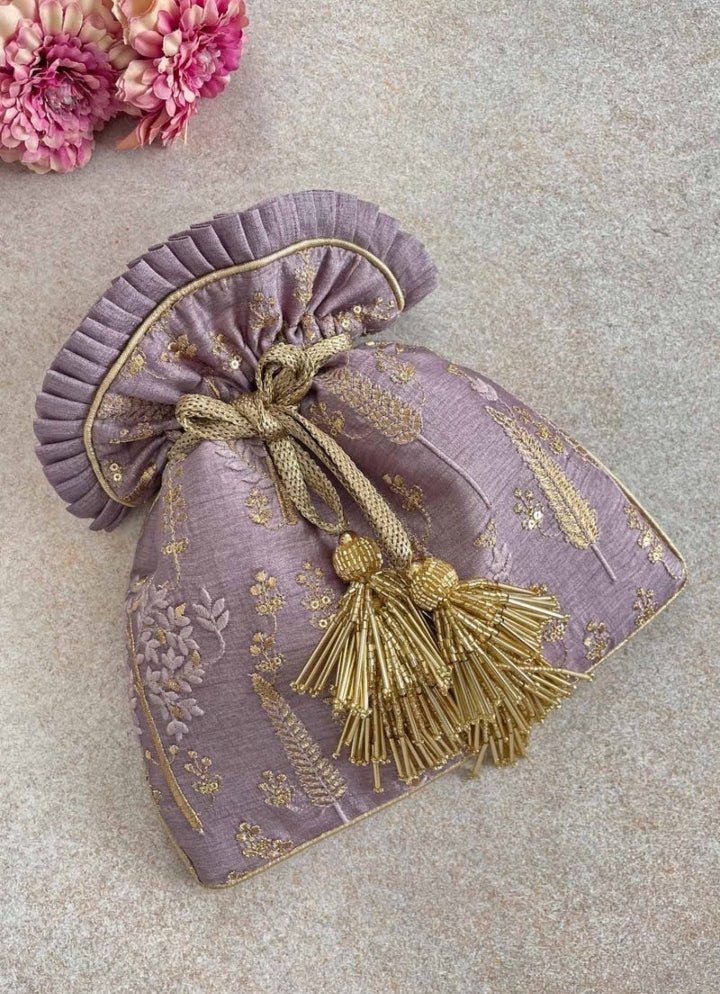 Lilac Embroidered Potli
