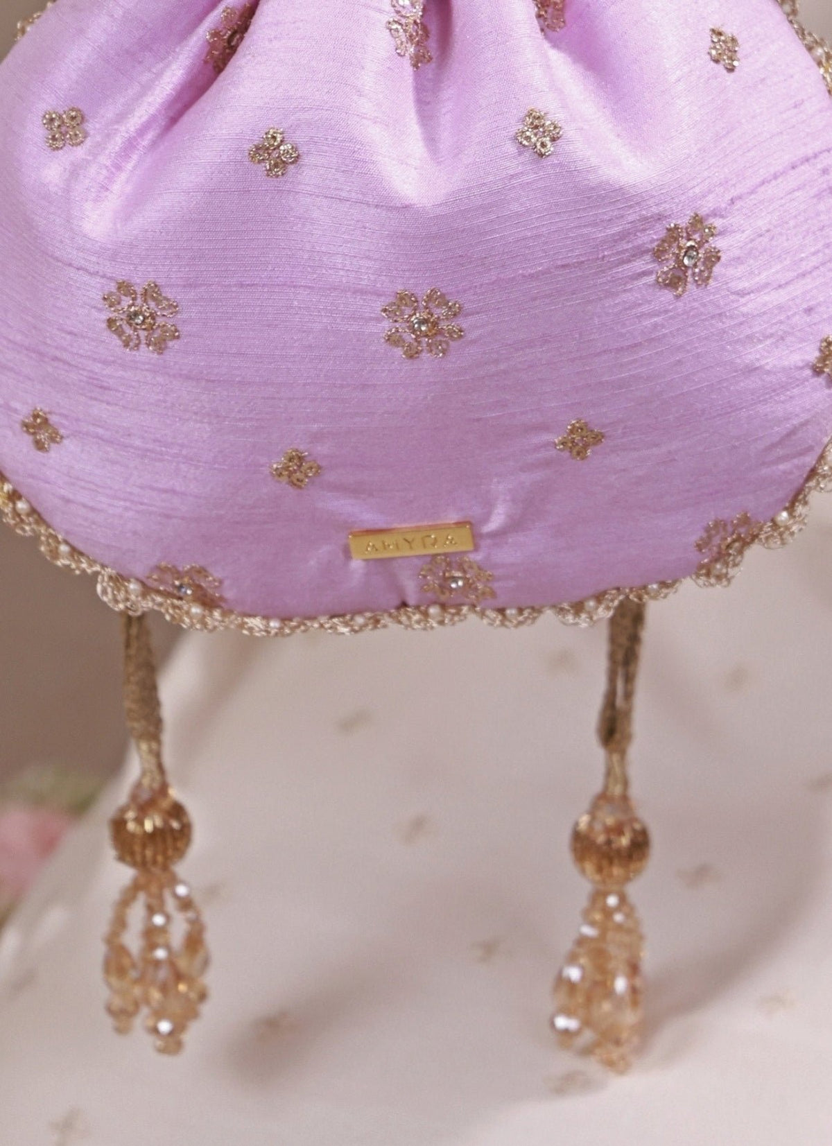 Amyra Lilac Embroidered Silk PotliShop Jashn