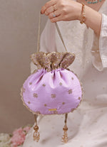 Amyra Lilac Embroidered Silk PotliShop Jashn