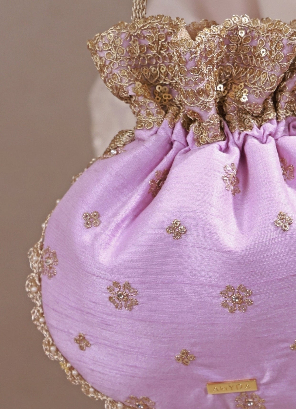 Amyra Lilac Embroidered Silk PotliShop Jashn