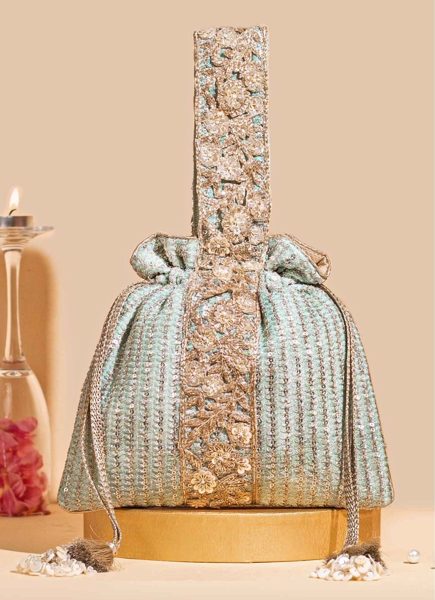 Mint Blue Embellished Potli