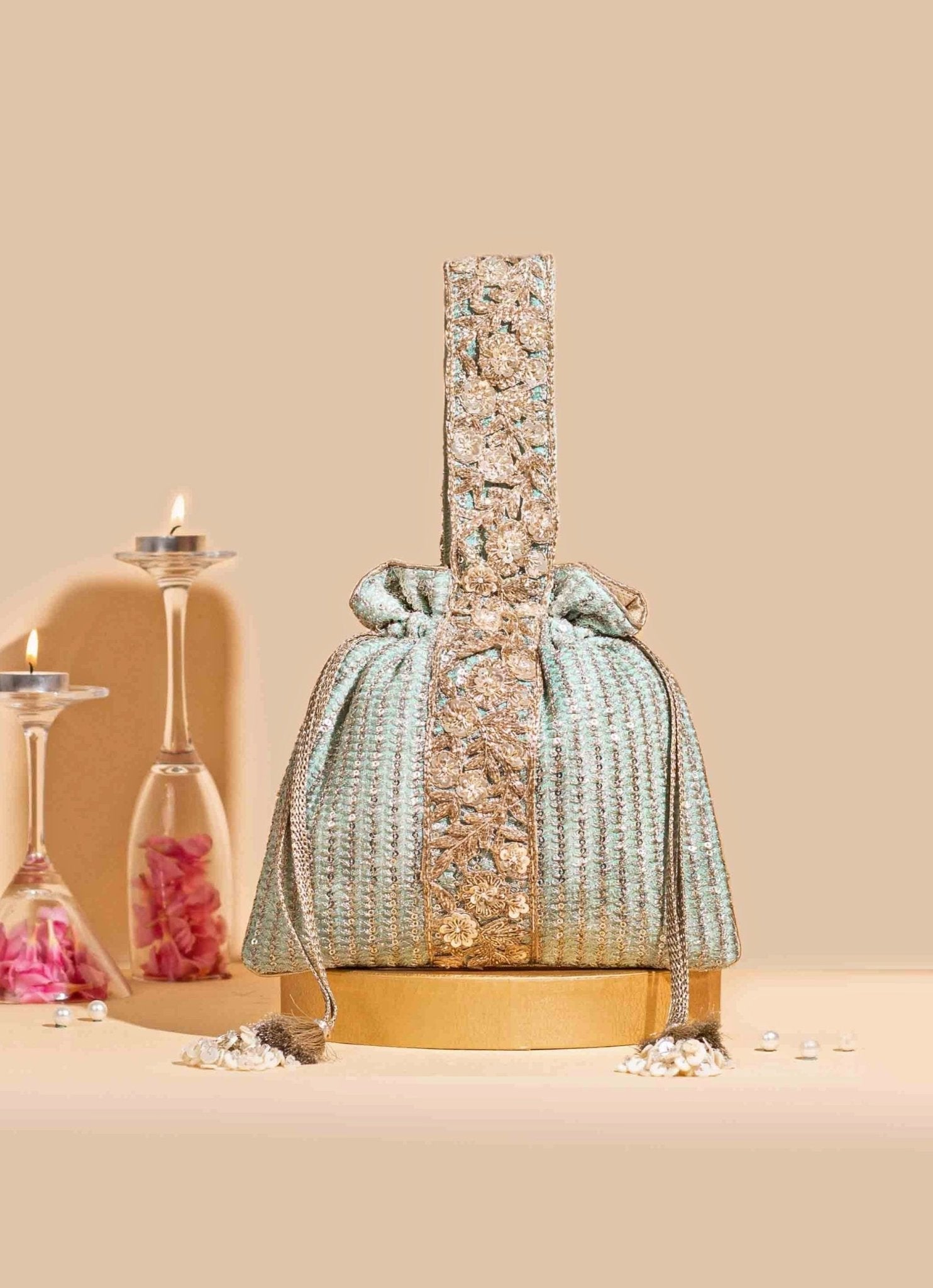 Mint Blue Embellished Potli