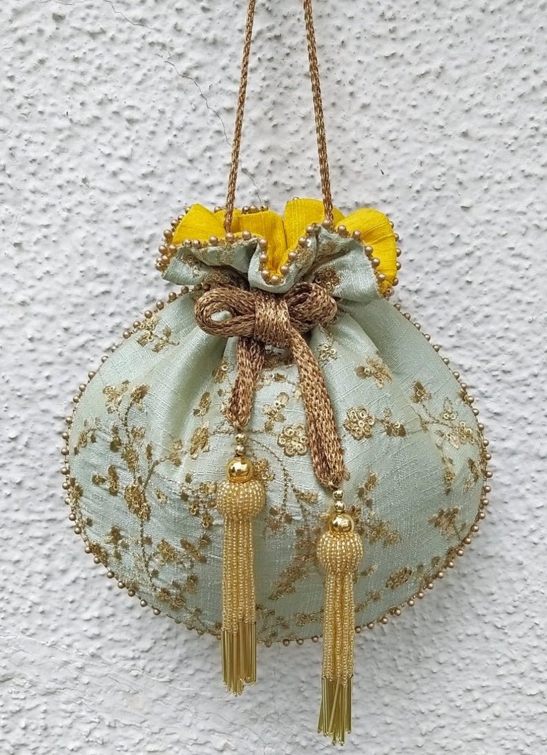 Mint Blue Embroidered Potli