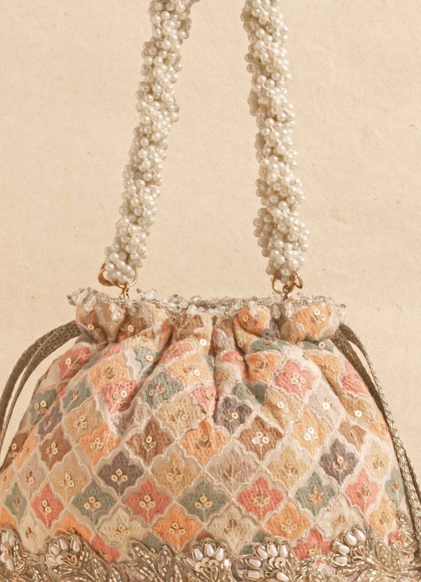 Multi Color Embroidered Bucket Bag