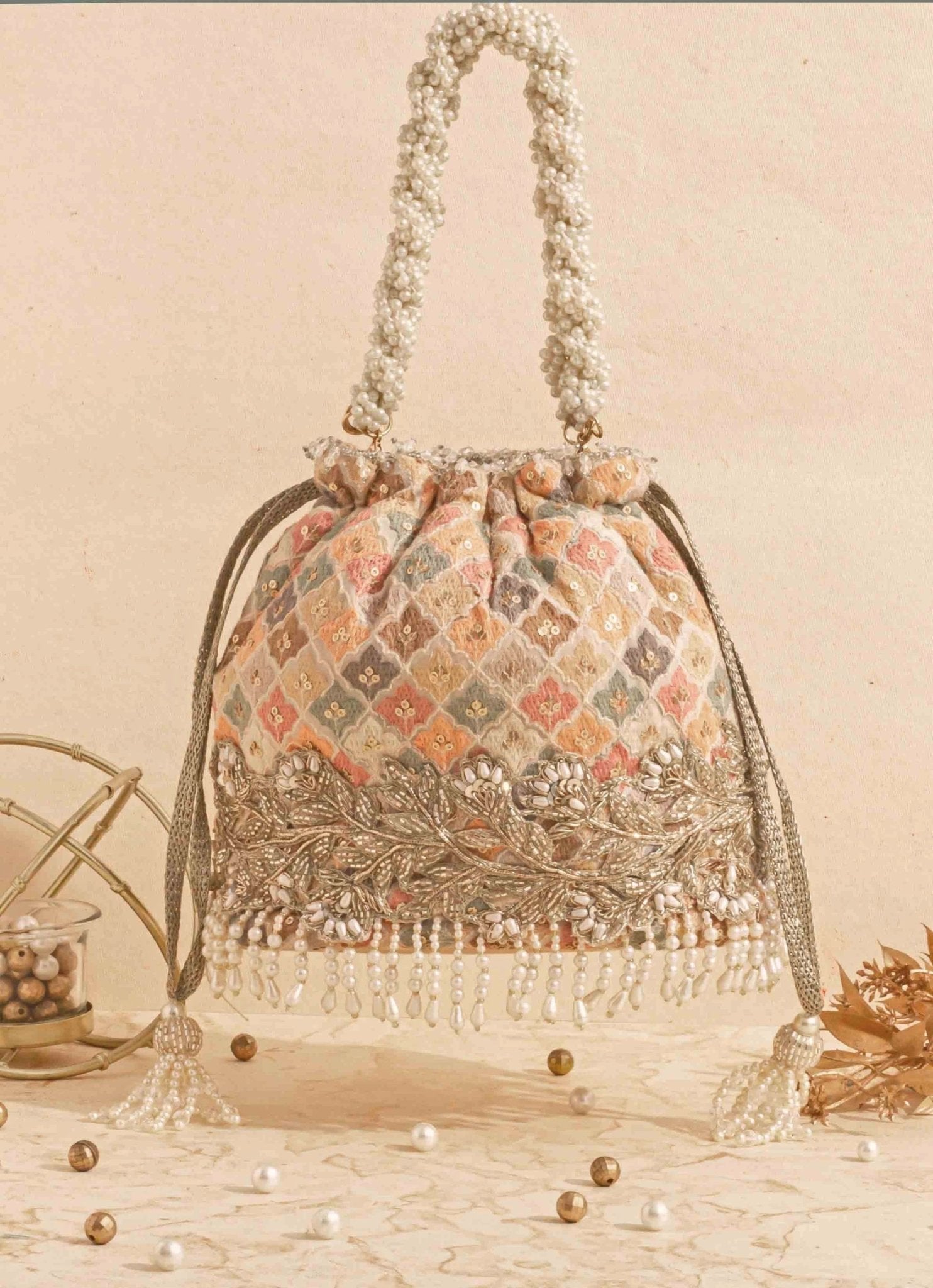 Multi Color Embroidered Bucket Bag