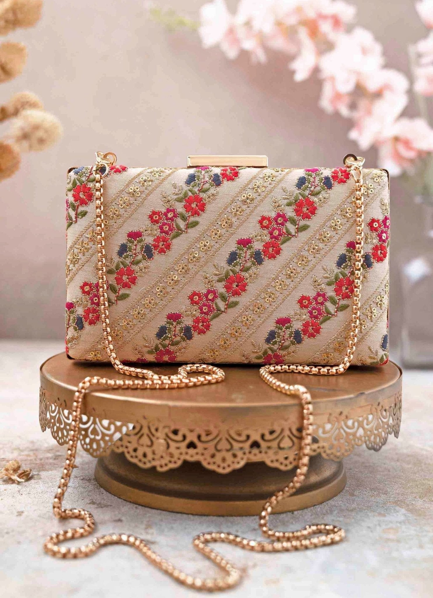 Multi Color Embroidered Clutch