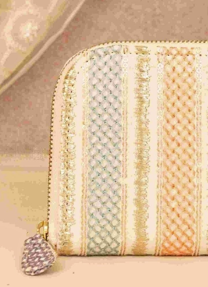 Multi Color Embroidered Zip Wallet