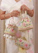 Amyra Multicolor Floral Embroidered Silk Bucket BagShop Jashn