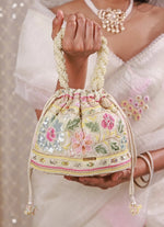 Amyra Multicolor Floral Embroidered Silk Bucket BagShop Jashn