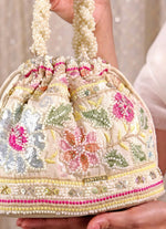 Amyra Multicolor Floral Embroidered Silk Bucket BagShop Jashn