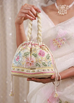 Amyra Multicolor Floral Embroidered Silk Bucket BagShop Jashn