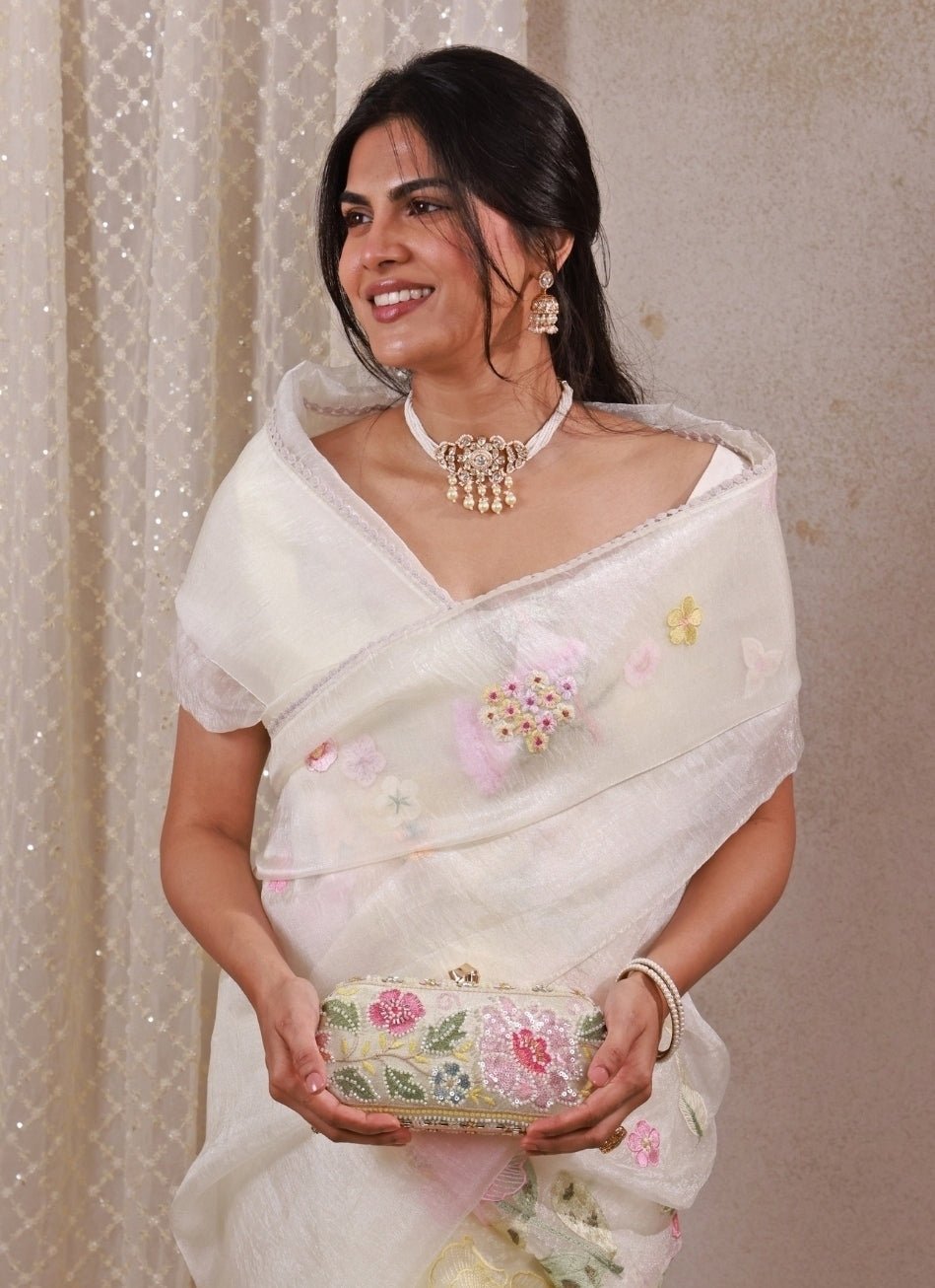 Amyra Multicolor Floral Embroidered Silk Capsule ClutchShop Jashn