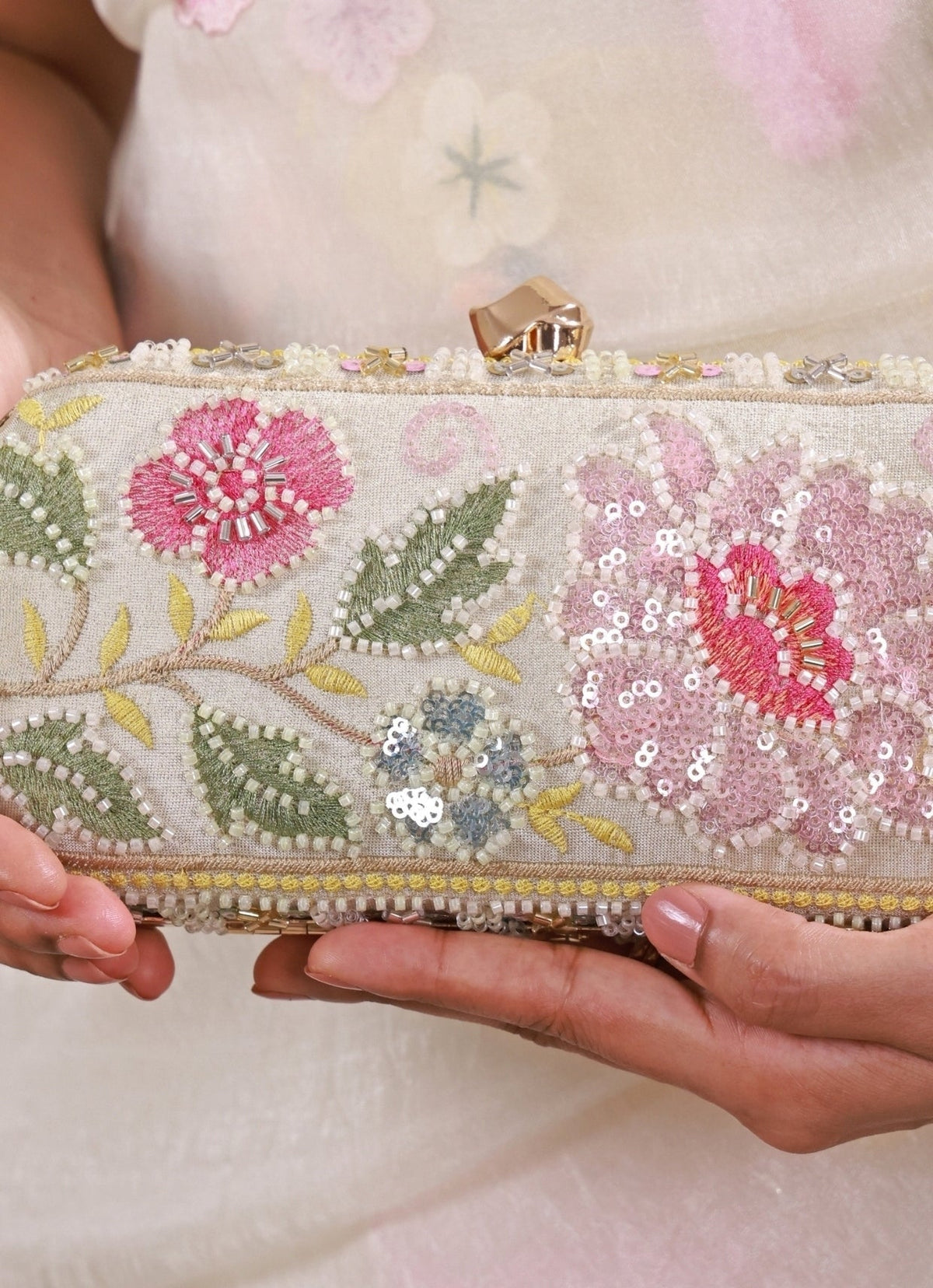 Amyra Multicolor Floral Embroidered Silk Capsule ClutchShop Jashn