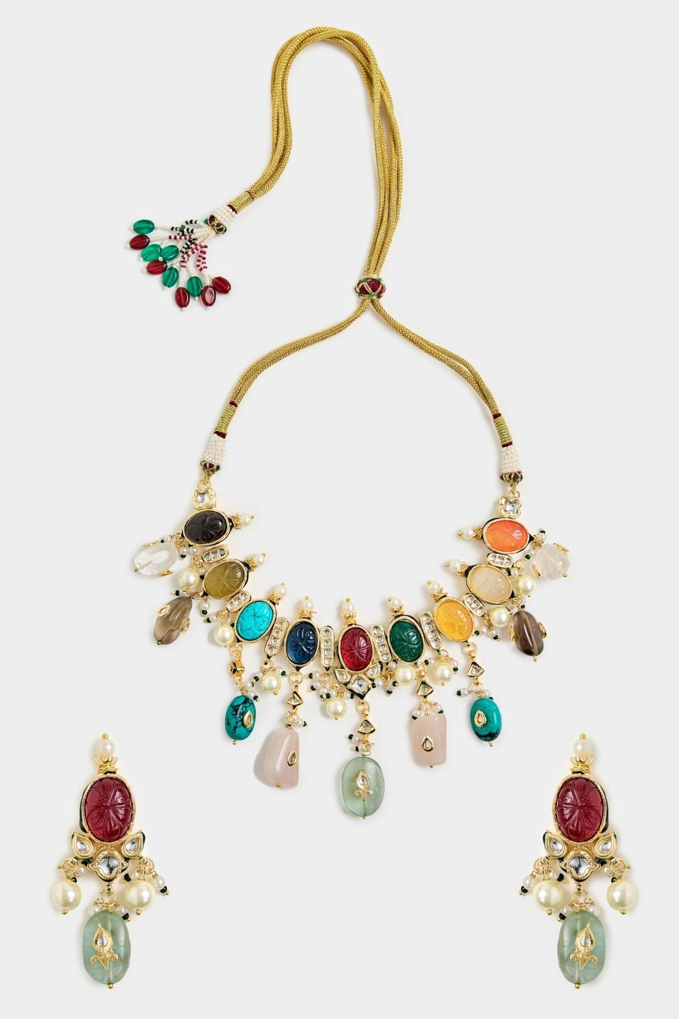 Vivinia by Vidhi Mehra Multicolor Gemstone Choker Necklace SetFabilicious Fashion