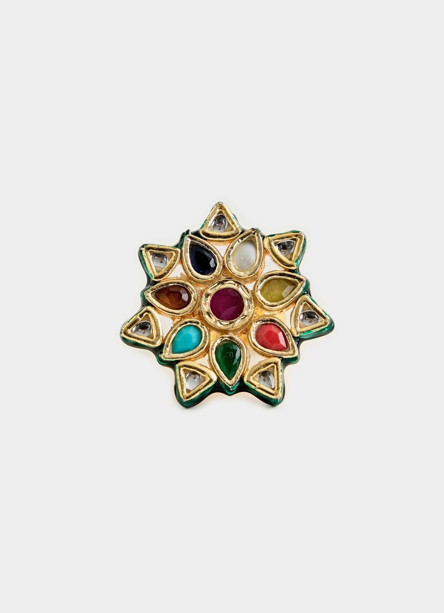 Vivinia by Vidhi Mehra Multicolor Kundan Statement RingFabilicious Fashion