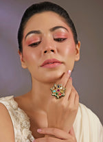 Vivinia by Vidhi Mehra Multicolor Kundan Statement RingFabilicious Fashion