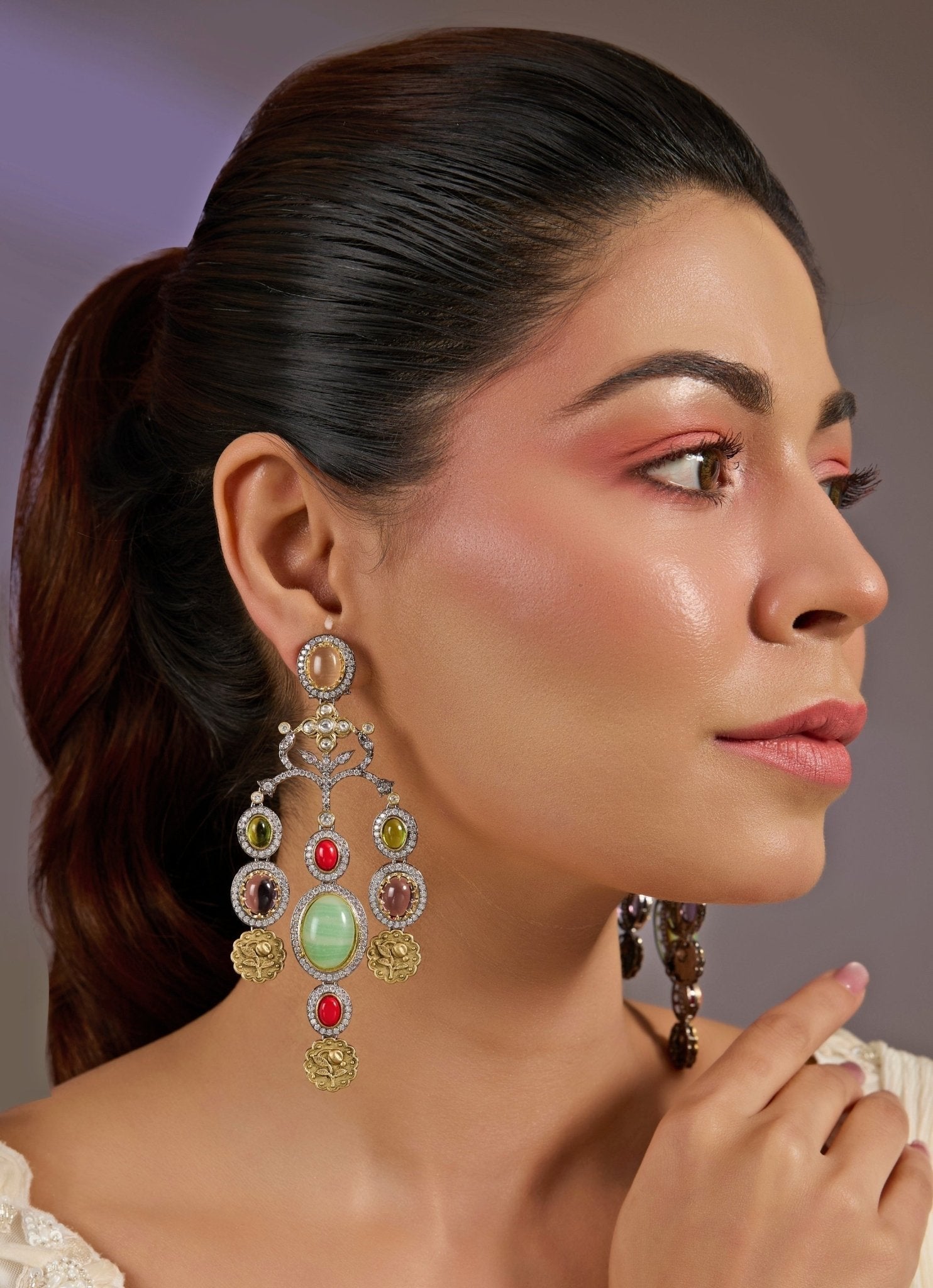 Vivinia by Vidhi Mehra Multicolor Statement Dangler EarringsFabilicious Fashion
