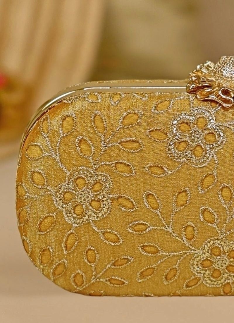 Amyra Mustard Yellow Tissue ClutchShop Jashn