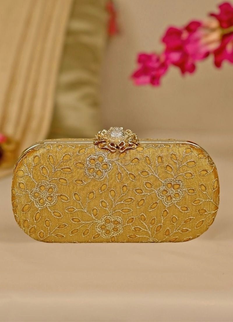 Amyra Mustard Yellow Tissue ClutchShop Jashn