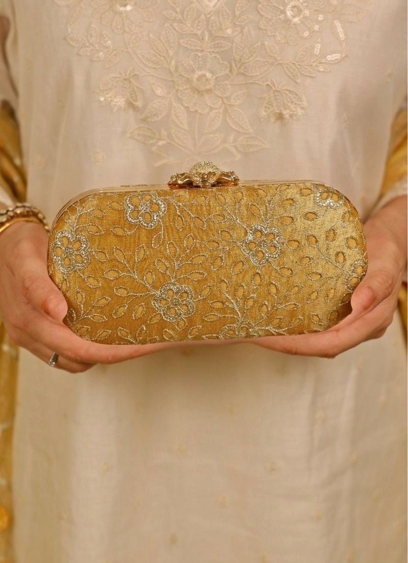 Amyra Mustard Yellow Tissue ClutchShop Jashn