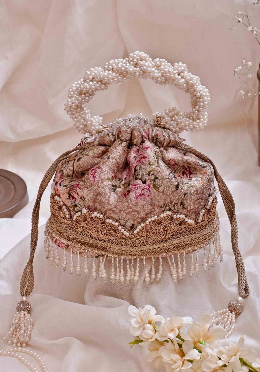 Old Rose Brocade Bucket Bag