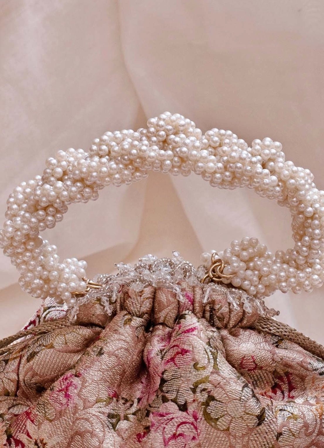 Old Rose Brocade Bucket Bag