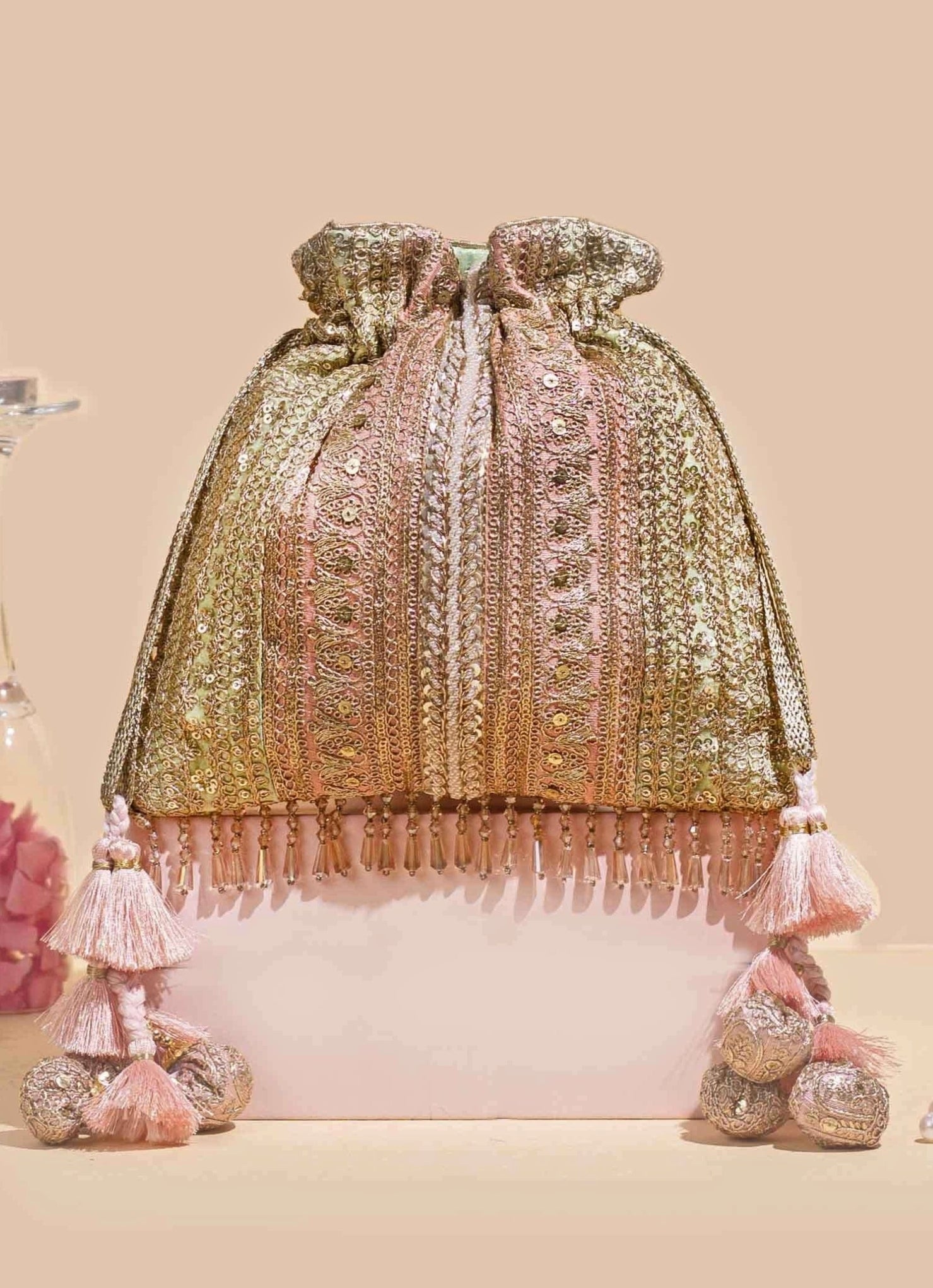 Pastel Gold Embellished Potli