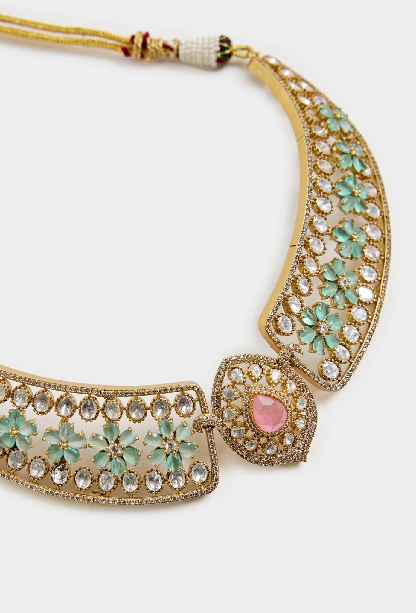 Vivinia by Vidhi Mehra Pastel Green Stones Kundan Choker Necklace SetFabilicious Fashion