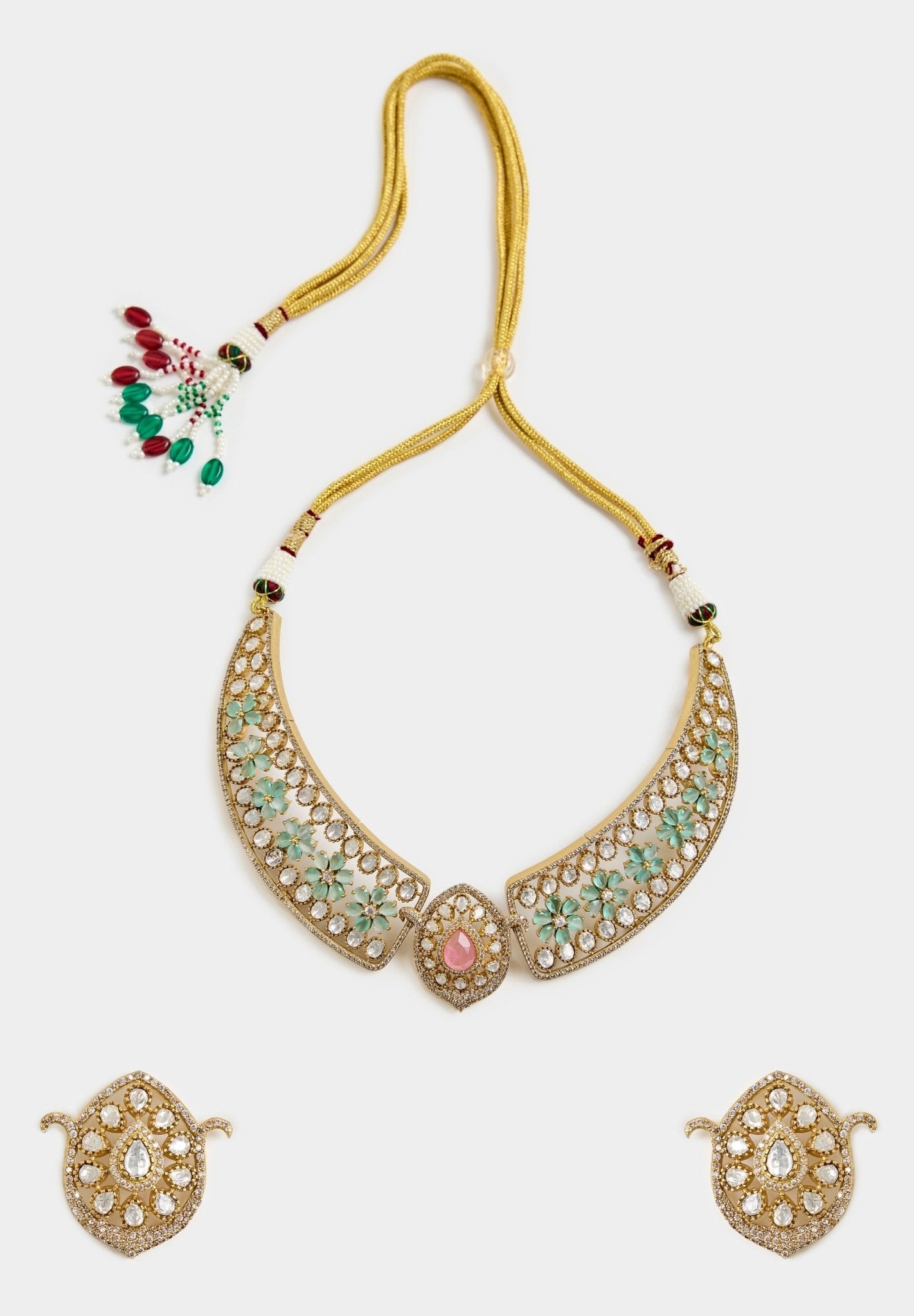 Vivinia by Vidhi Mehra Pastel Green Stones Kundan Choker Necklace SetFabilicious Fashion