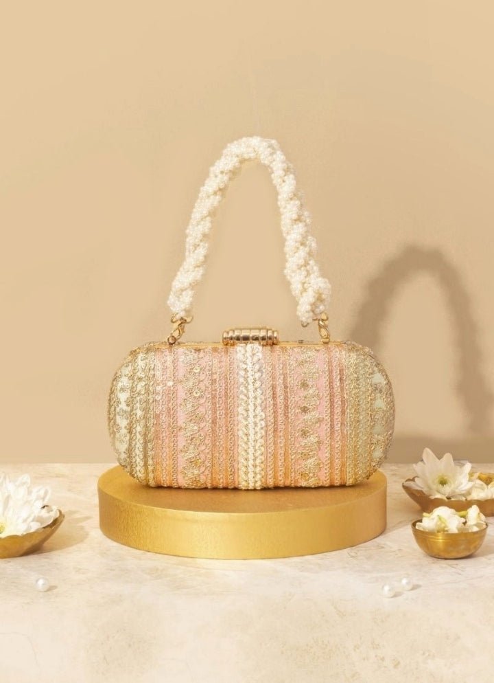 Pastel Pink Embellished Clutch