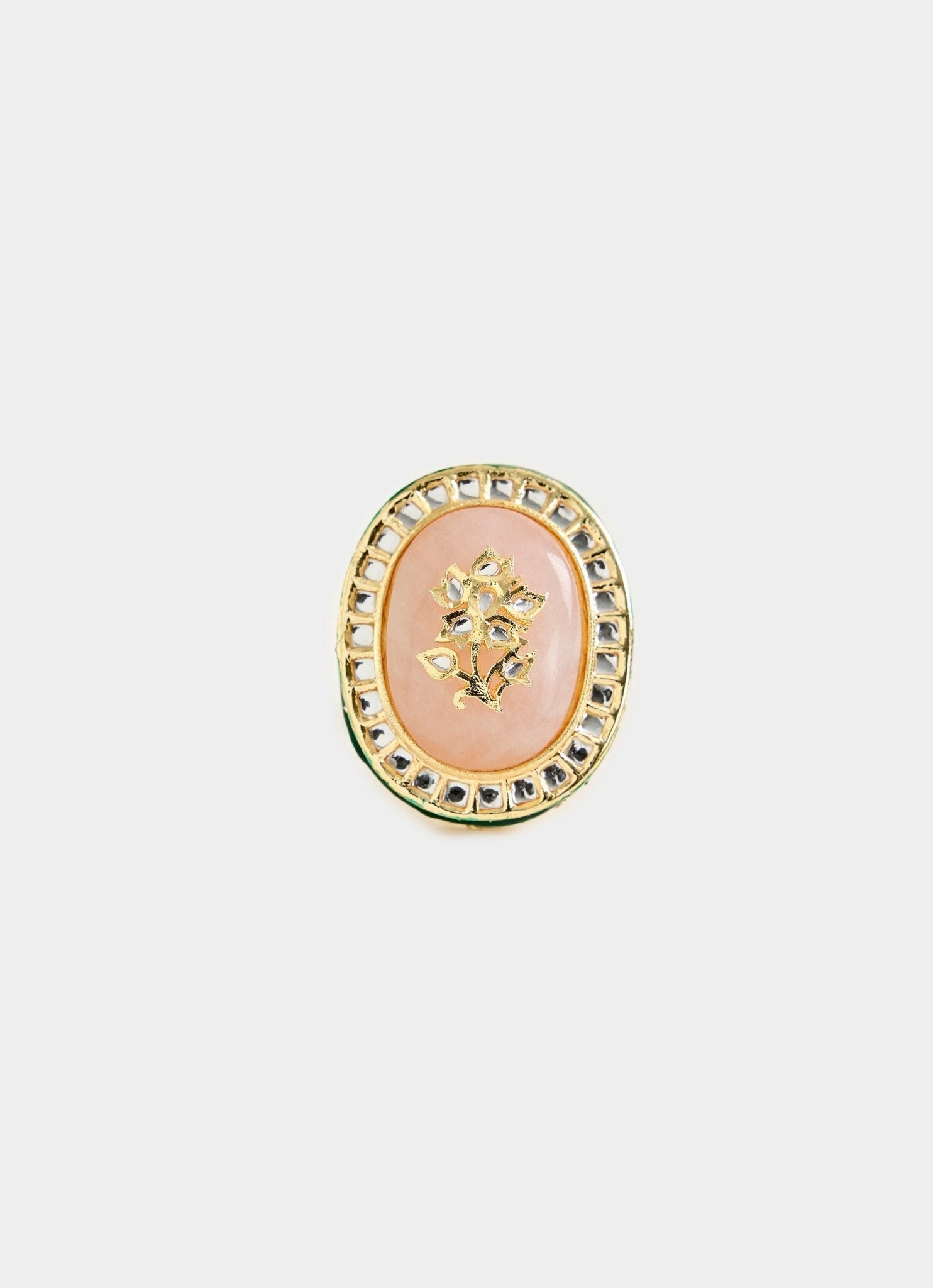 Vivinia by Vidhi Mehra Pastel Pink Kundan Statement RingFabilicious Fashion