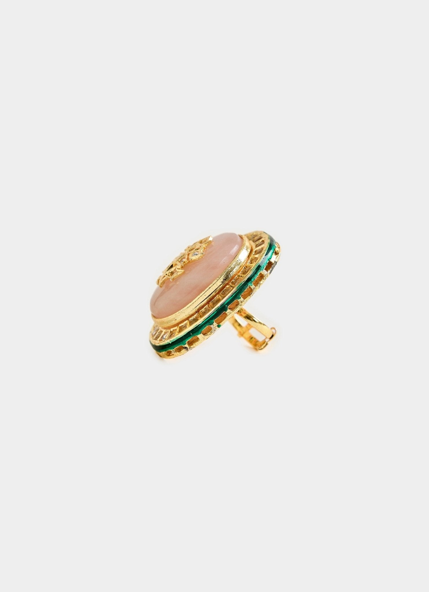 Vivinia by Vidhi Mehra Pastel Pink Kundan Statement RingFabilicious Fashion
