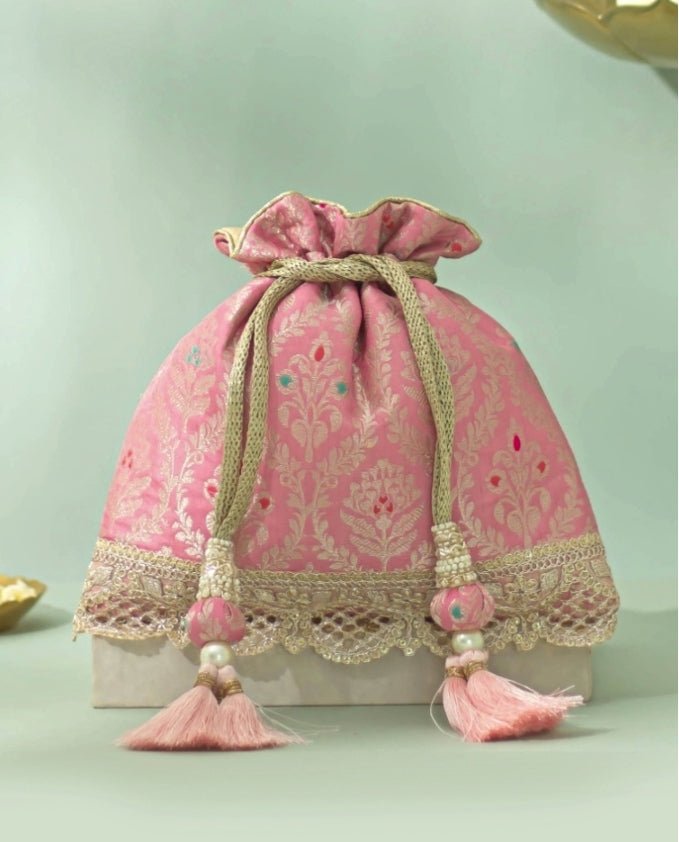 Pastel Pink Silk Potli