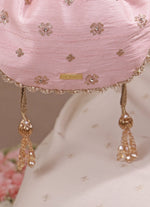 Amyra Peach Pink Embroidered Silk PotliShop Jashn
