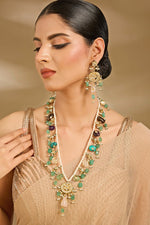 Vivinia by Vidhi Mehra Pearl And Green Layered Statement Necklace SetFabilicious Fashion
