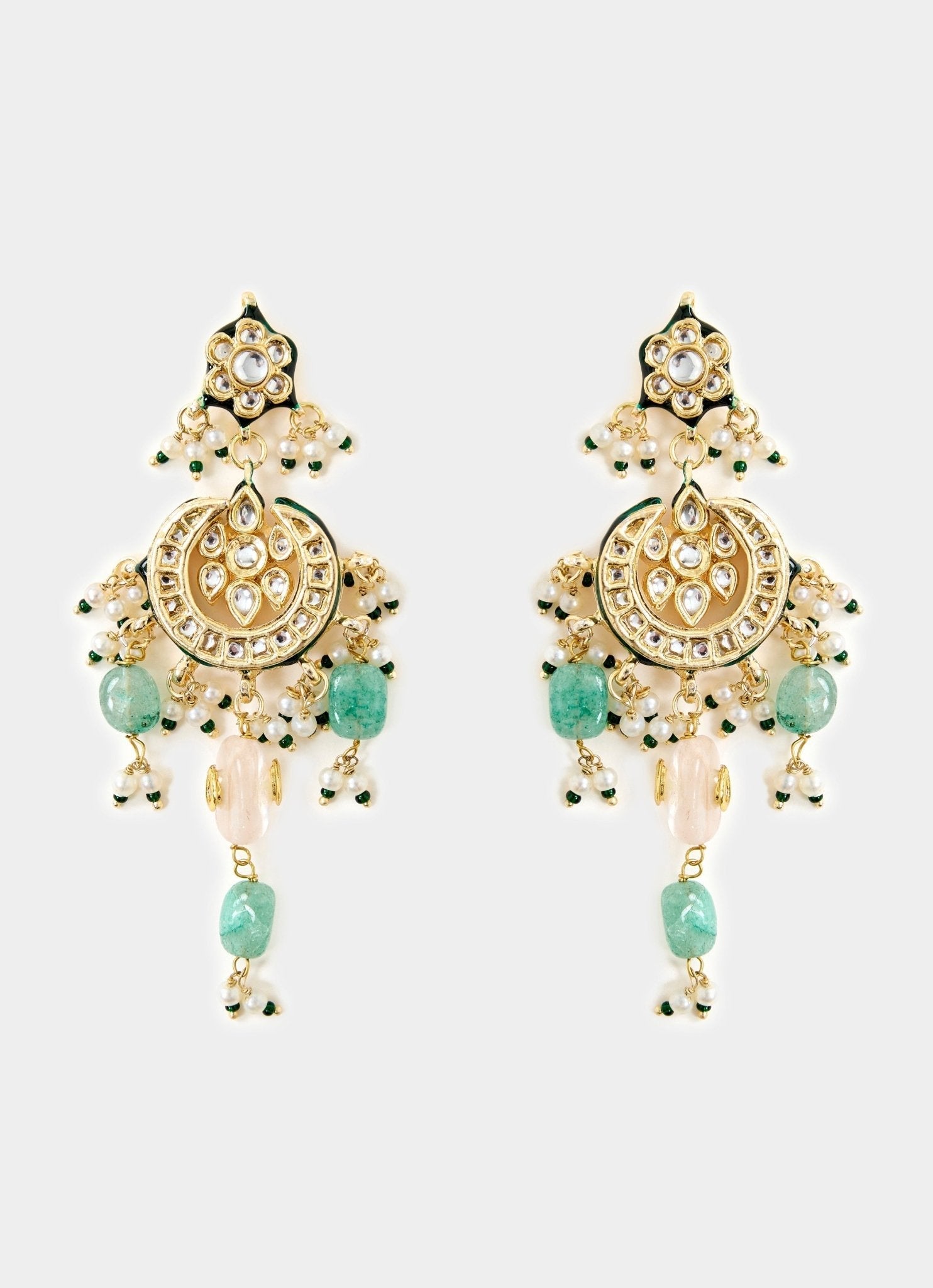 Vivinia by Vidhi Mehra Pearl And Green Layered Statement Necklace SetFabilicious Fashion