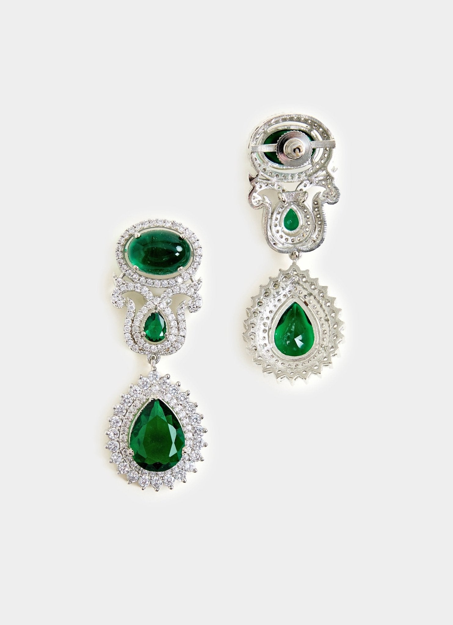 Vivinia by Vidhi Mehra Pearl And Green Stone Statement Necklace SetFabilicious Fashion