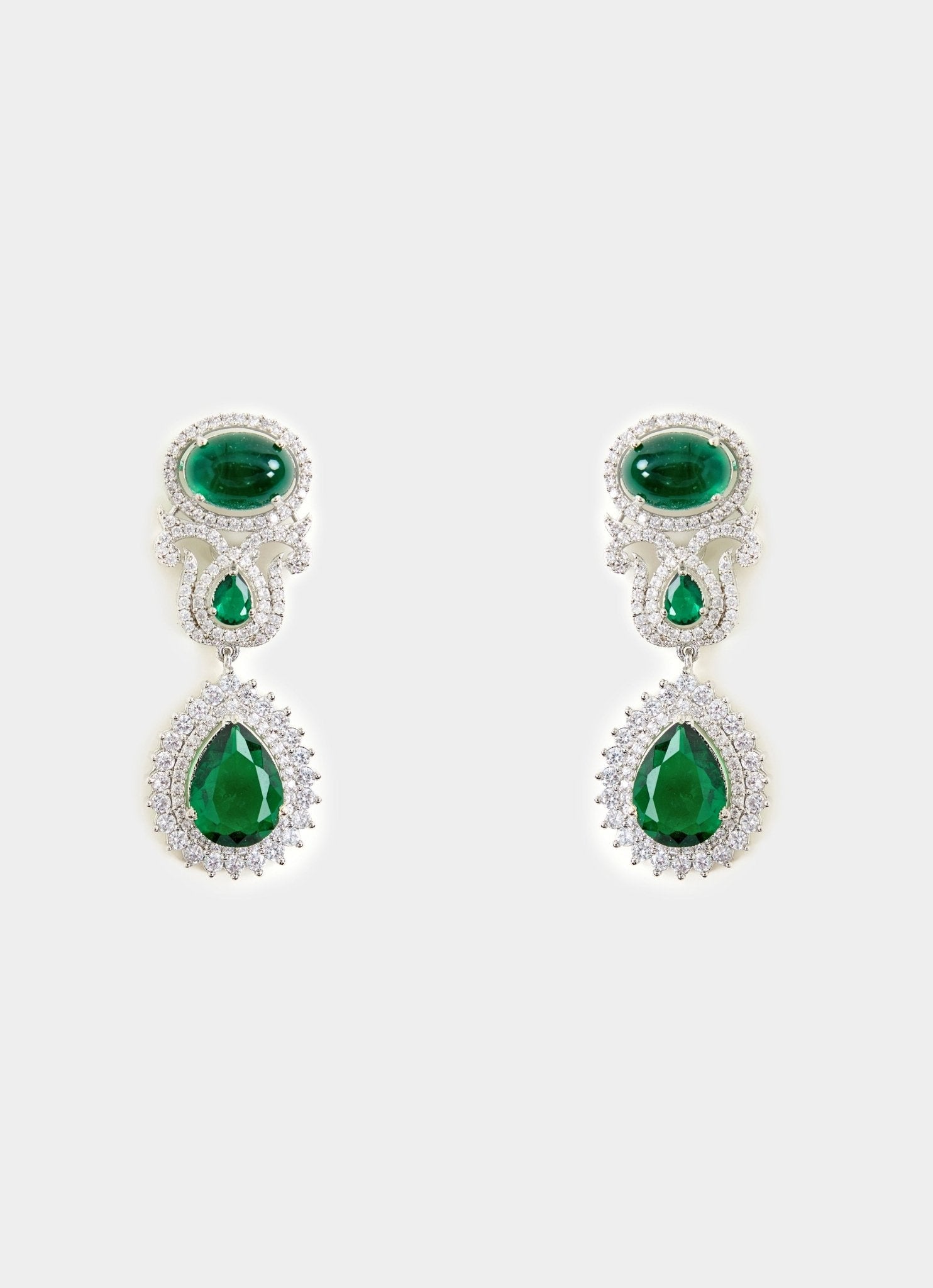 Vivinia by Vidhi Mehra Pearl And Green Stone Statement Necklace SetFabilicious Fashion