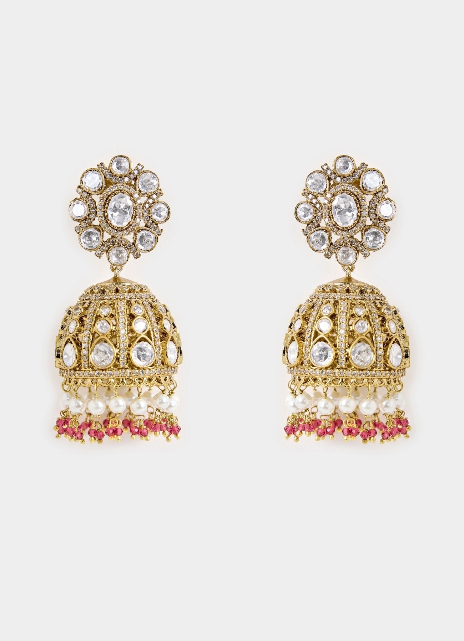Vivinia by Vidhi Mehra Pearl And Kundan Drop Jhumka EarringsFabilicious Fashion
