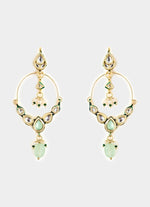 Vivinia by Vidhi Mehra Pink And Green Beaded Gold Plated Polki EarringsFabilicious Fashion