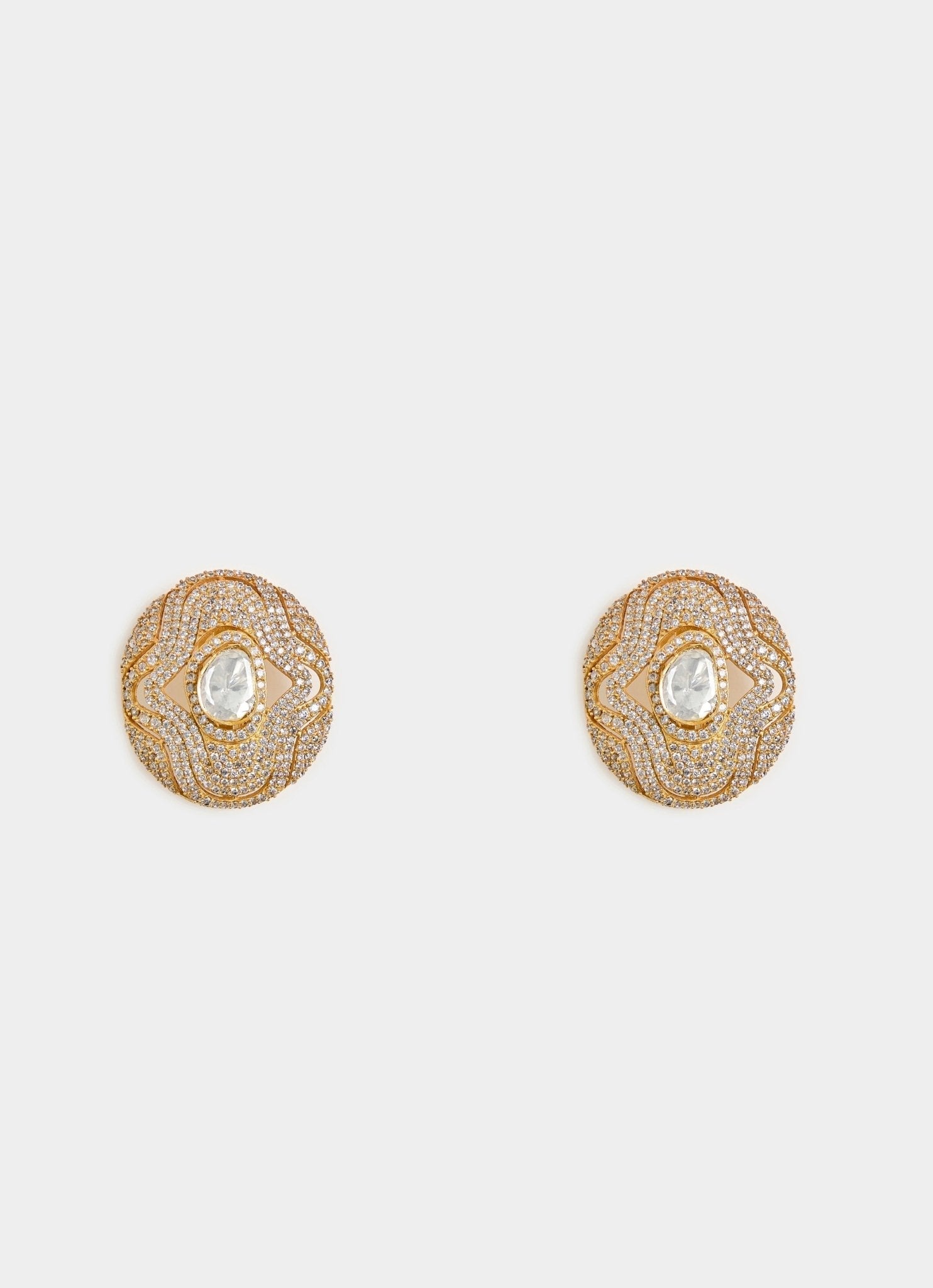 Vivinia by Vidhi Mehra Pink And White Kundan Stud EarringsFabilicious Fashion