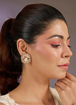 Vivinia by Vidhi Mehra Pink And White Kundan Stud EarringsFabilicious Fashion