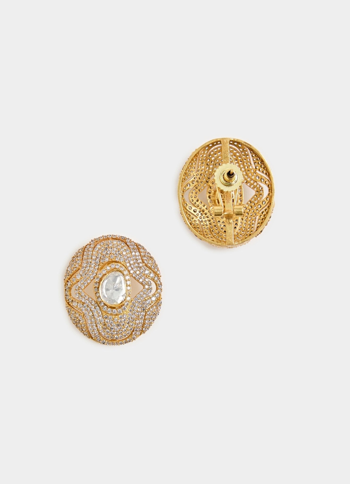 Vivinia by Vidhi Mehra Pink And White Kundan Stud EarringsFabilicious Fashion