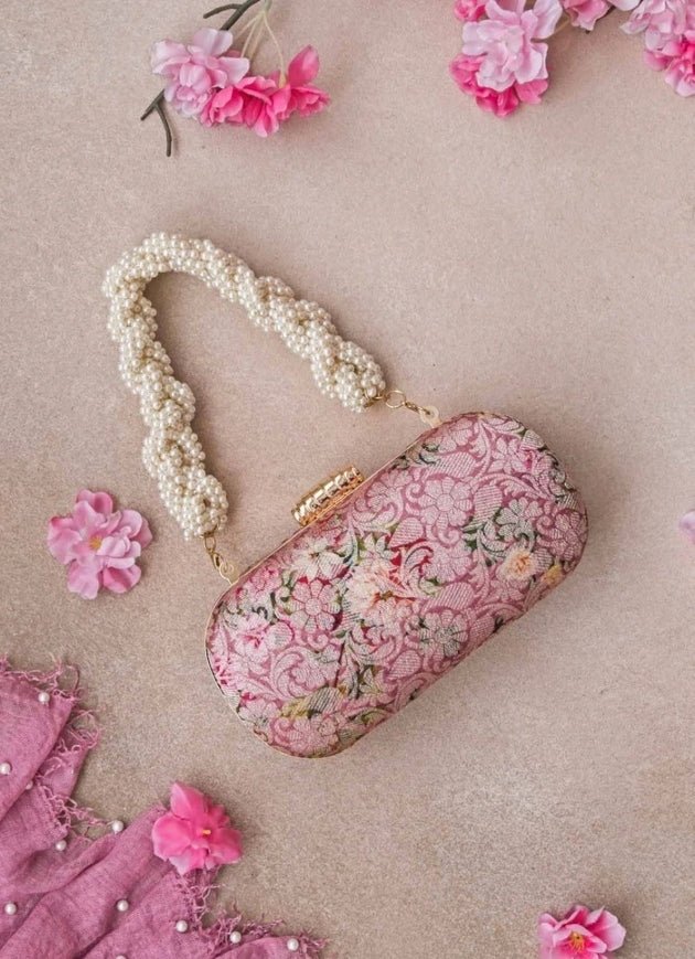 Pink Brocade Clutch