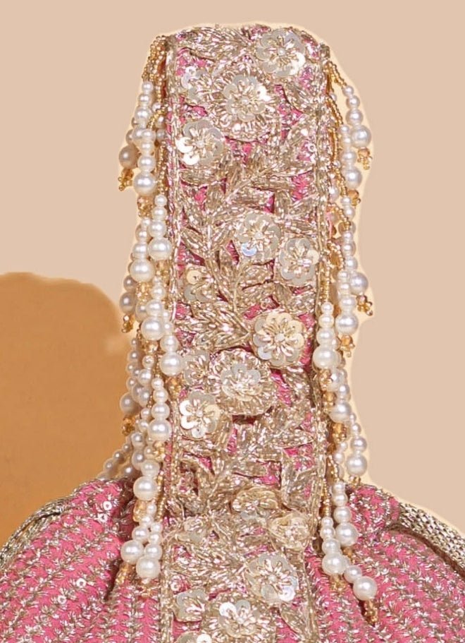 Pink Embellished Bucket Bag