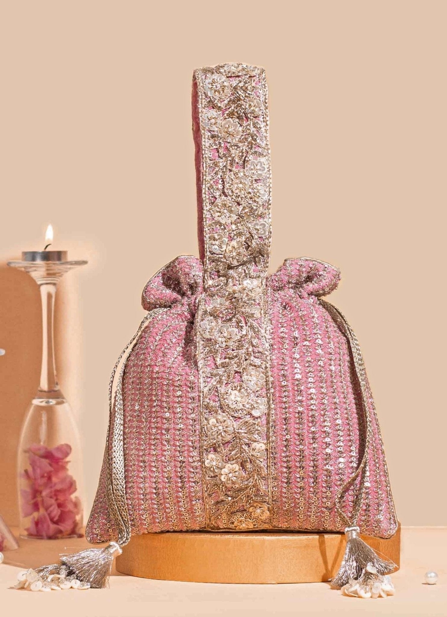 Pink Embellished Potli
