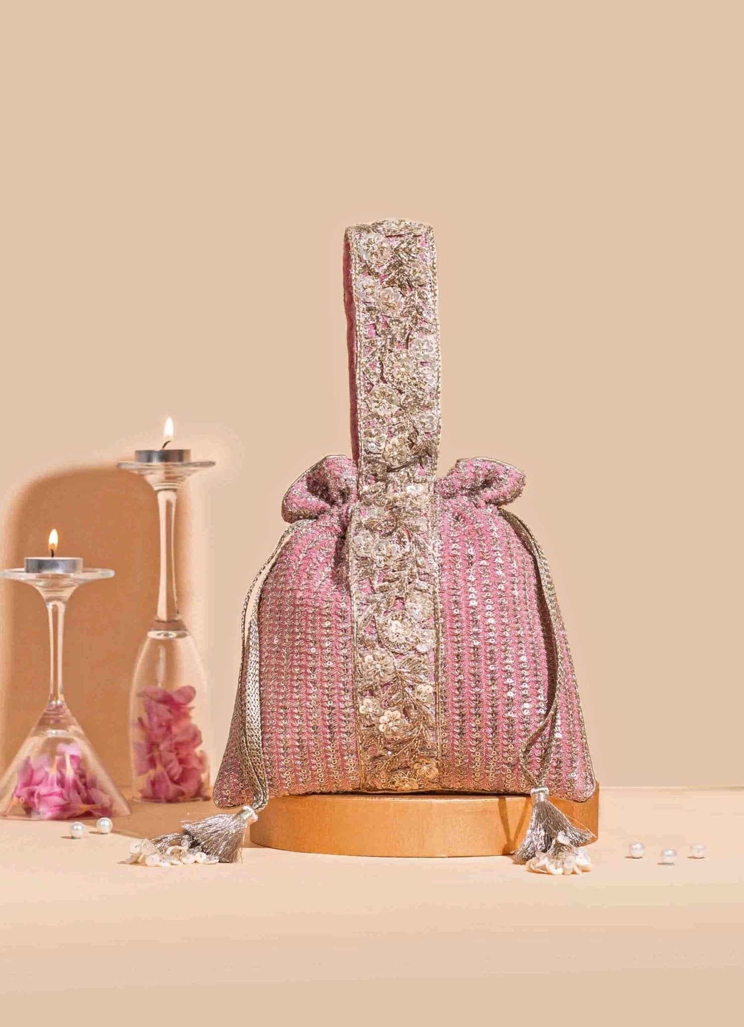 Pink Embellished Potli