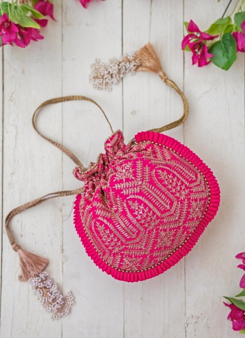 Pink Embroidered Potli